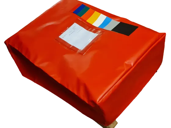 Red Pallet Cover with document pouch and a selection of PVC colours